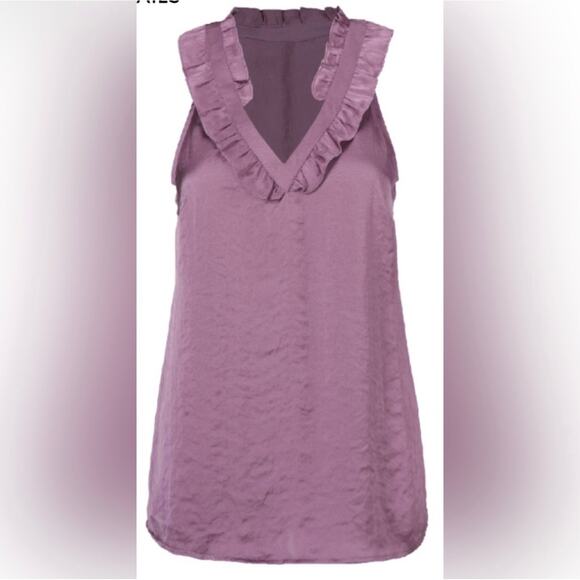 CAbi Tally Tank Top Women's Large Lilac Purple Ruffles V-neck Flowy Lightweight - Picture 3 of 9